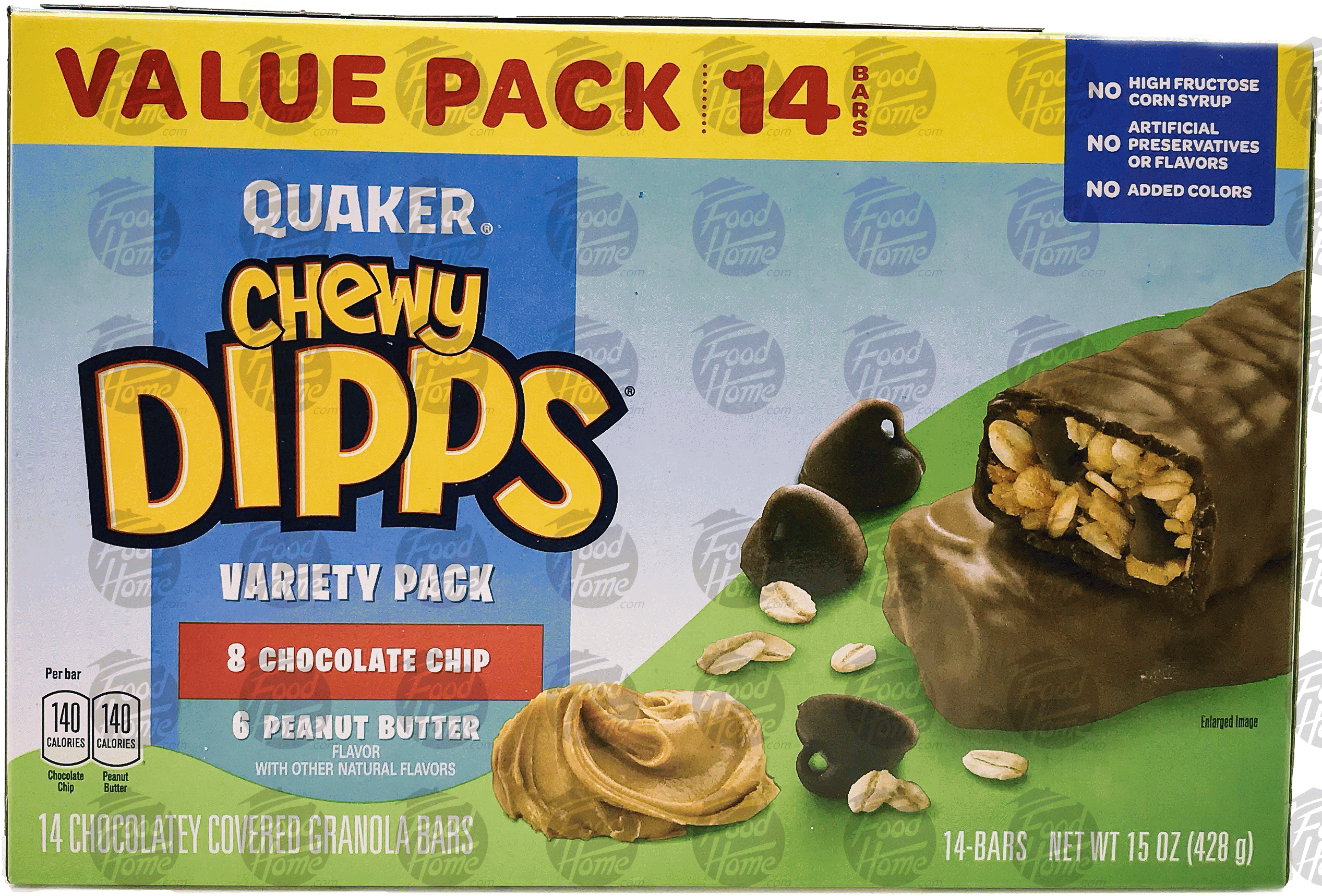 Quaker Value Pack choclate chip and peanut butter variety pack, choclate covered granola bars, 14 pk., box Full-Size Picture